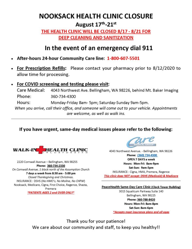 Tribal Office Closure Nooksack Indian Tribe